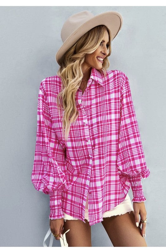 Printed button down top