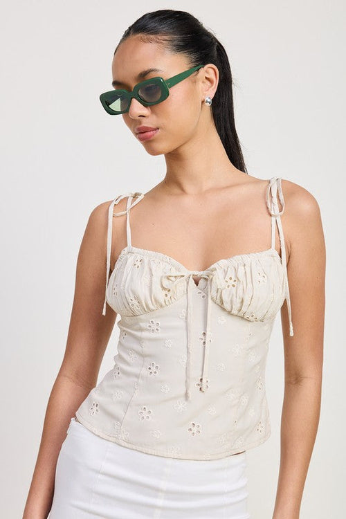 BUSTIER TOP WITH SHOULDER TIES