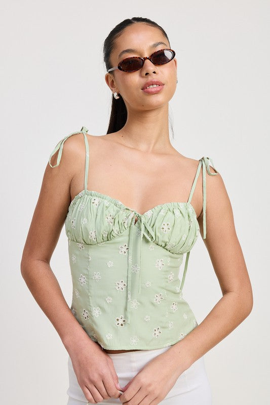 BUSTIER TOP WITH SHOULDER TIES
